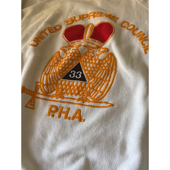 Vintage United Supreme Council USA Made Tultex XL White Raglan Crewneck Swtshrt - Picture 3 of 7